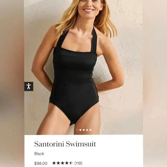 Boden Black Ruched Halter One Piece Bathing Suit - Picture 4 of 4